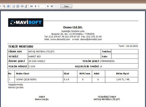 Teklif Yazdır